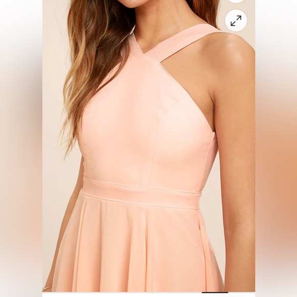 LULUS forevermore Peach Skater Dress women’s size medium wedding guest cocktail - Picture 5 of 17